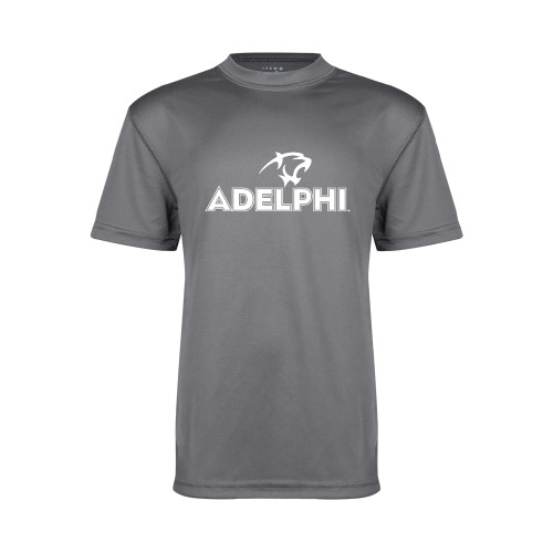  Youth Performance Grey Concrete Tee - Adelphi with Panther Head
