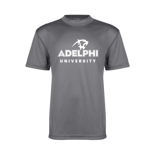  Youth Performance Grey Concrete Tee - Panther Head Adelphi University