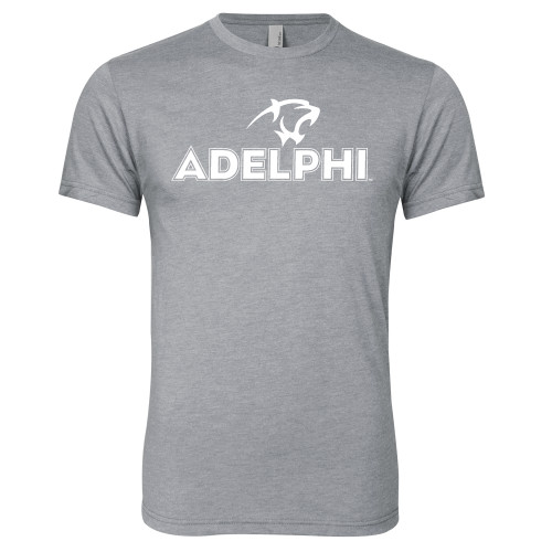  Next Level Heather Grey Triblend Tee - Adelphi with Panther Head