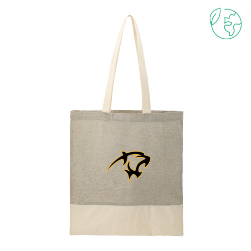  Split Recycled Grey Cotton Twill Convention Tote - Panther Head