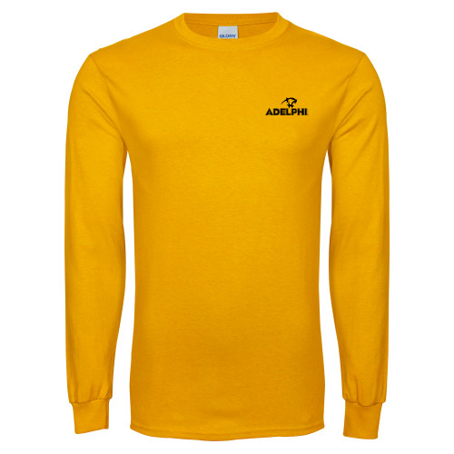  Gold Long Sleeve T Shirt - Adelphi with Panther Head