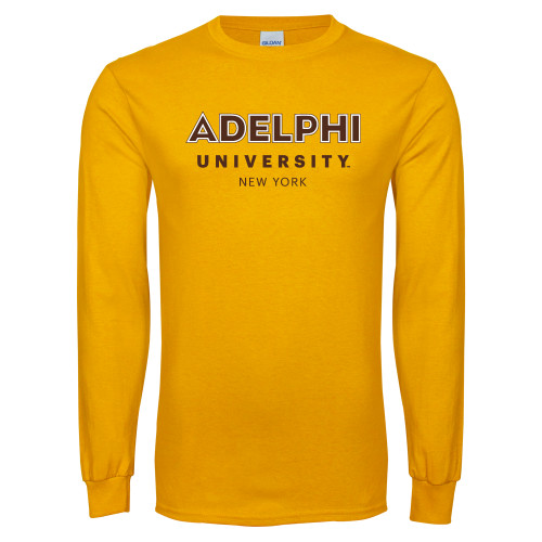  Gold Long Sleeve T Shirt - Adelphi University New York Institutional