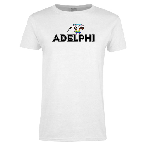  Womens White Short Sleeve Tee - Adelphi Pride Institutional