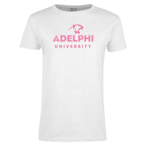  Womens White Short Sleeve Tee - BCA Adelphi University