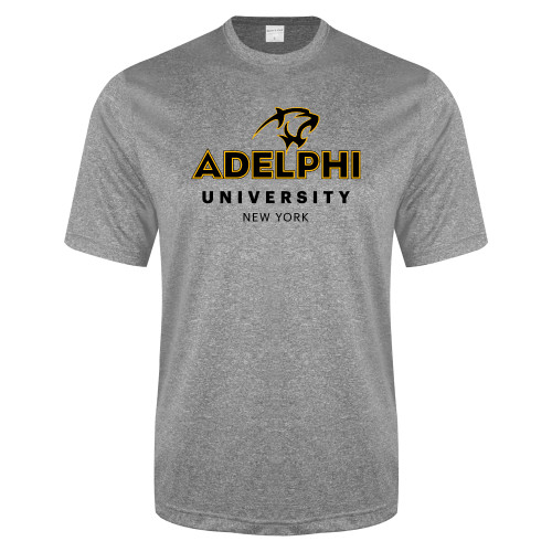  Grey Heather Performance Contender Tee - Panther Head Adelphi University New York