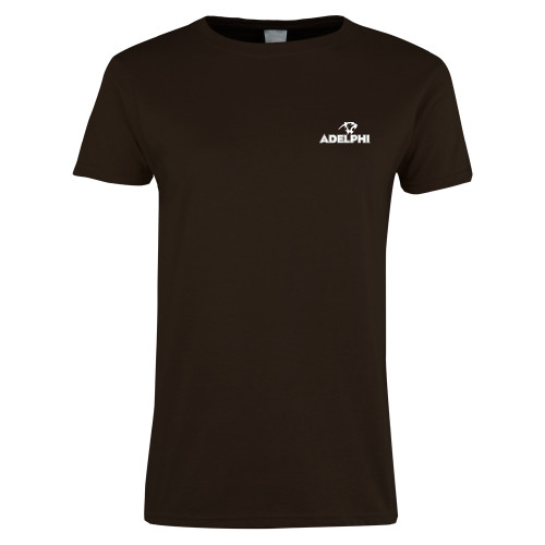  Womens Short Sleeve Brown Tee - Adelphi with Panther Head