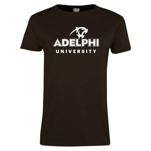  Womens Short Sleeve Brown Tee - Panther Head Adelphi University