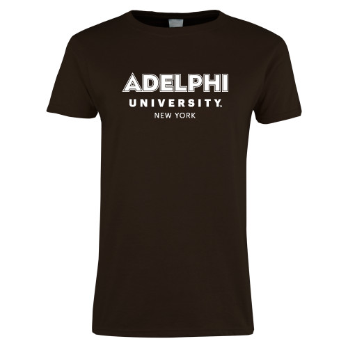  Womens Short Sleeve Brown Tee - Adelphi University New York Institutional