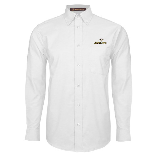  White Oxford Long Sleeve Shirt - Adelphi with Panther Head