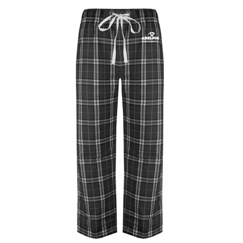  Black/Grey Flannel Pajama Pant - Panther Head Adelphi University