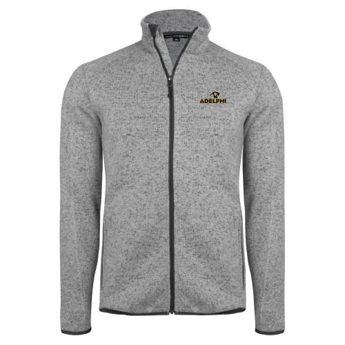  Grey Heather Sweater Fleece Jacket - Adelphi with Panther Head
