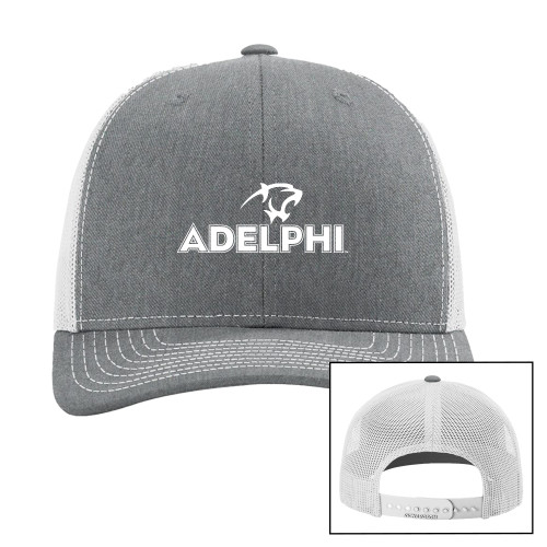  Richardson Heather Grey/Light Grey Trucker Hat - Adelphi with Panther Head