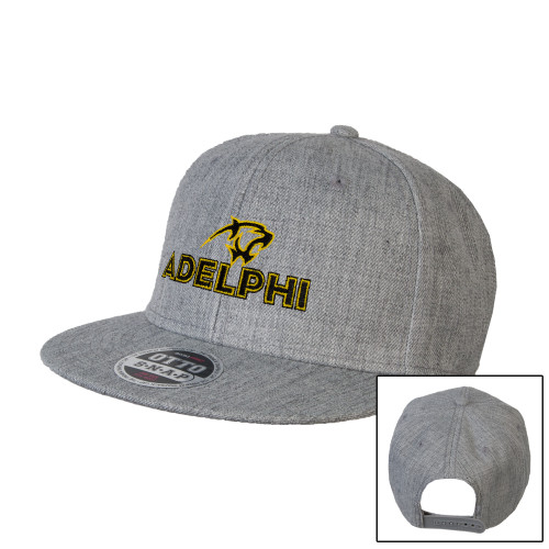 Adelphi Heather Grey Wool Blend Flat Bill Snapback Hat