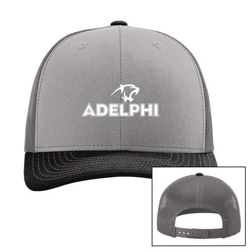  Richardson Grey/Charcoal/Black Trucker Hat - Adelphi with Panther Head