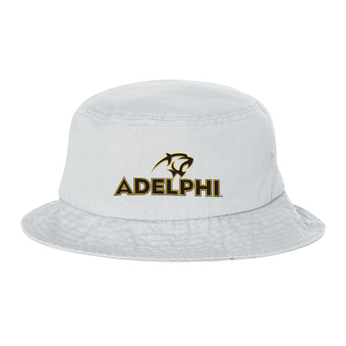  Sportsman White Bucket Hat - Adelphi with Panther Head