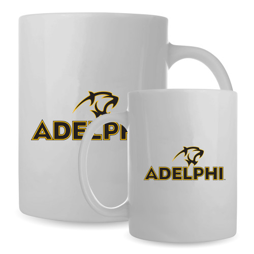  Full Color White Mug 15oz - Adelphi with Panther Head
