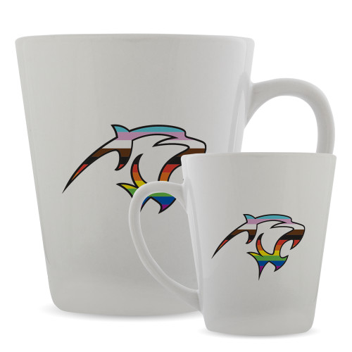  Full Color Latte Mug 12oz - Adelphi Pride Mascot Head