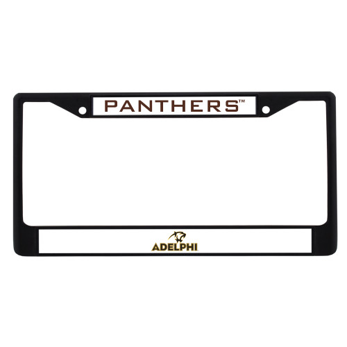  Metal License Plate Frame in Black - Adelphi with Panther Head
