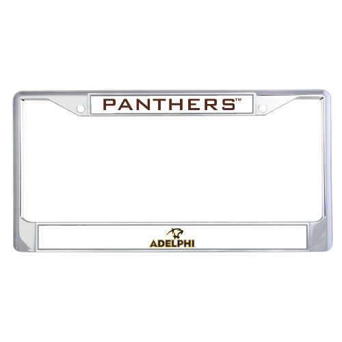  Metal License Plate Frame in Chrome - Adelphi with Panther Head