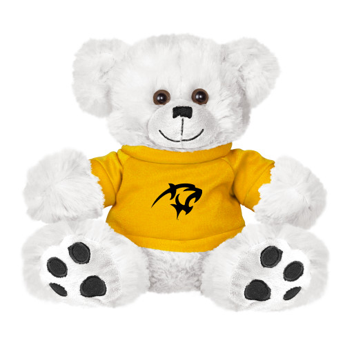  Plush Big Paw 8 1/2 inch White Bear w/Gold Shirt - Panther Head