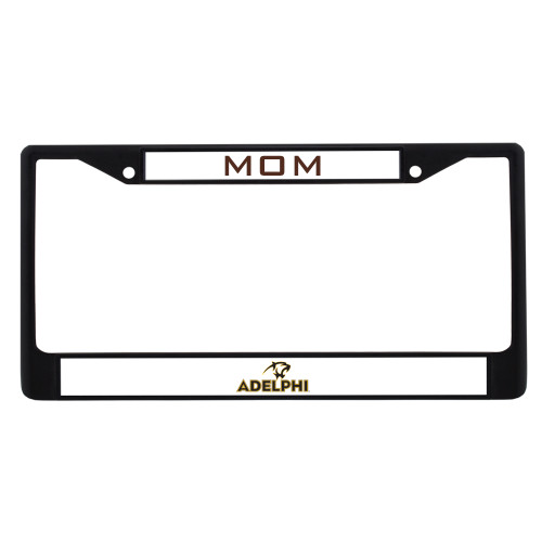  Mom Metal License Plate Frame in Black - Adelphi with Panther Head
