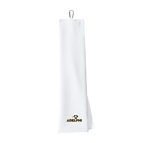  White Waffle Microfiber Golf Towel - Adelphi with Panther Head