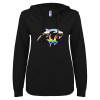 Thumbnail image for  ENZA Womens Black V Notch Raw Edge Fleece Hoodie