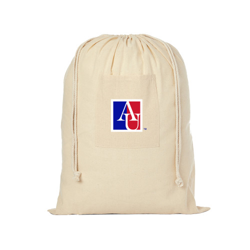American Natural Cotton Laundry Bag - American University Institutional AU Square