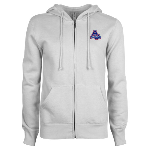  ENZA Womens White Fleece Full Zip Hoodie - Primary Mark
