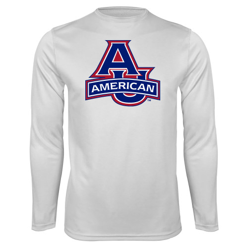  White Performance Long Sleeve Shirt - Primary Mark