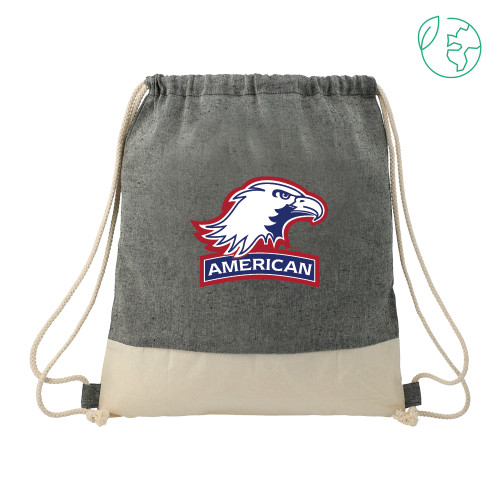  Split Recycled Cotton Natural/Black Drawstring Bag - Primary Mark 2