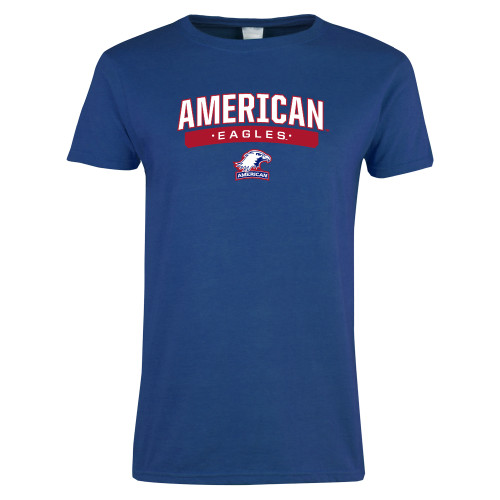  Womens Royal Short Sleeve Tee - American Eagles with Eagle Head
