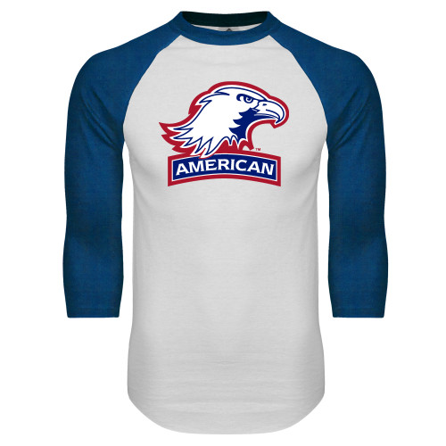  White/Royal Raglan Baseball T Shirt - Primary Mark 2