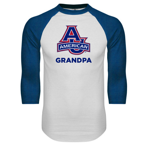  White/Royal Raglan Baseball T Shirt - Grandpa