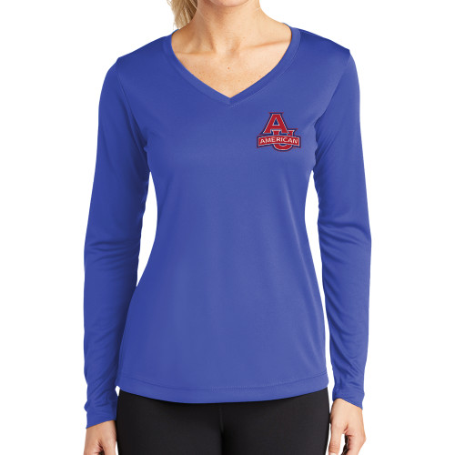  Womens Royal Performance Long Sleeve V Neck Shirt - Primary Mark
