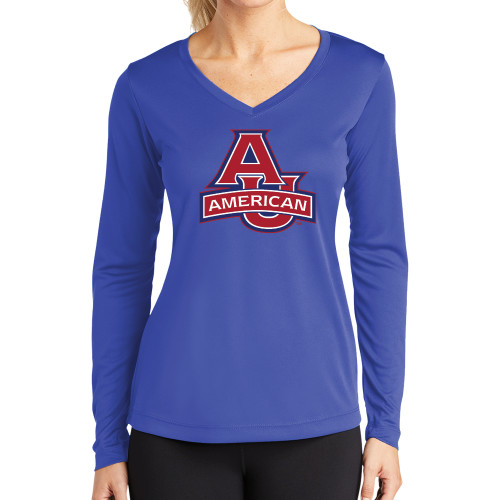  Womens Royal Performance Long Sleeve V Neck Shirt - Primary Mark