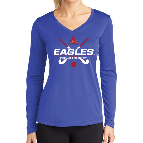  Womens Royal Performance Long Sleeve V Neck Shirt - Field Hockey