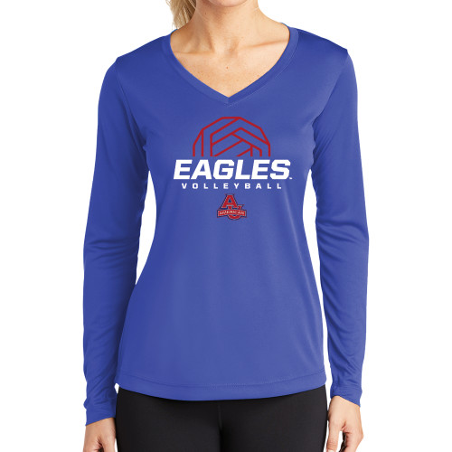  Womens Royal Performance Long Sleeve V Neck Shirt - Volleyball