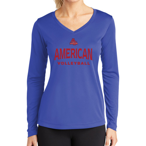  Womens Royal Performance Long Sleeve V Neck Shirt - Volleyball