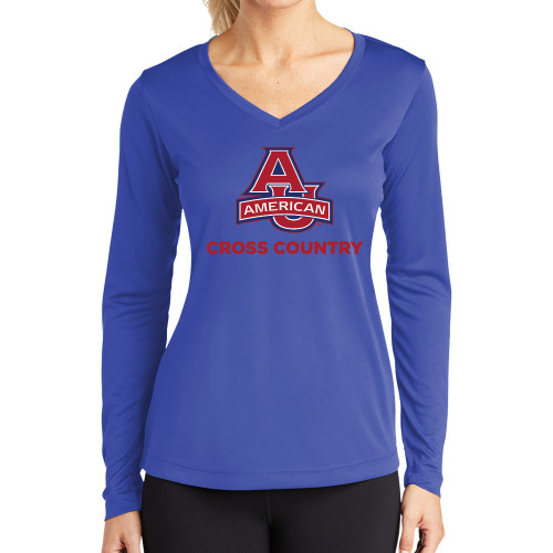  Womens Royal Performance Long Sleeve V Neck Shirt - Cross Country