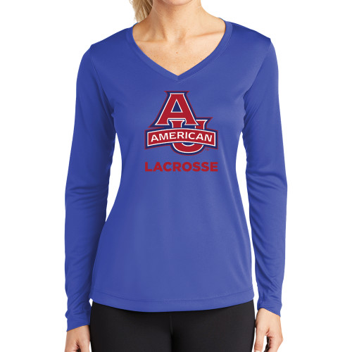 Womens Royal Performance Long Sleeve V Neck Shirt - Lacrosse
