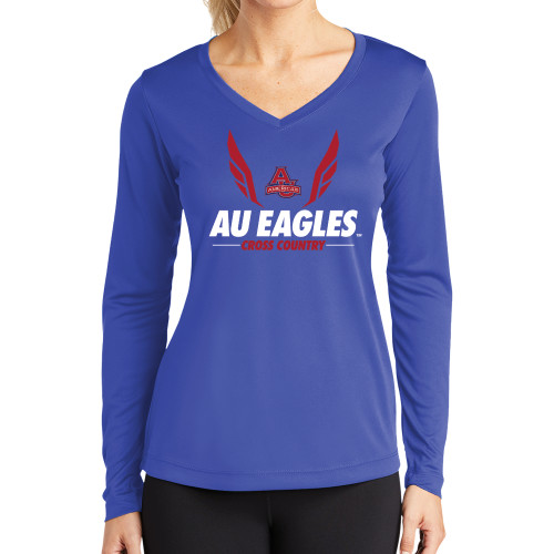  Womens Royal Performance Long Sleeve V Neck Shirt - Cross Country