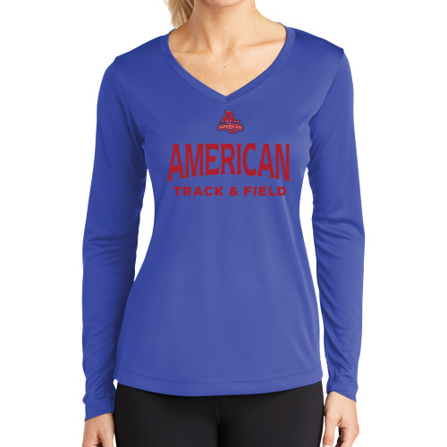  Womens Royal Performance Long Sleeve V Neck Shirt - Track and Field