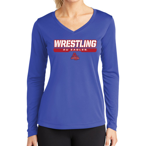  Womens Royal Performance Long Sleeve V Neck Shirt - Wrestling