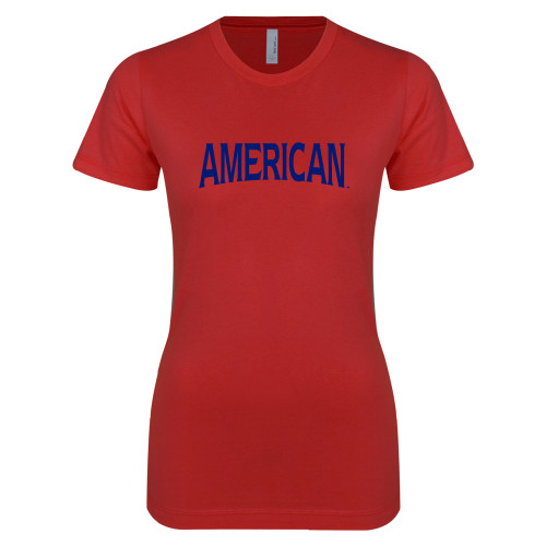  Next Level Womens Red Boyfriend Tee - Wordmark
