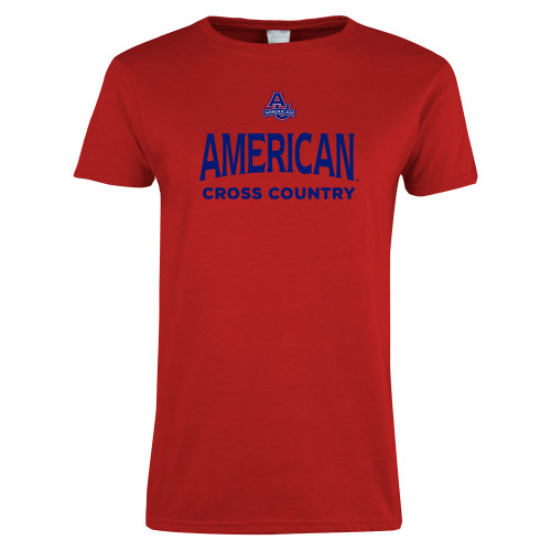  Womens Short Sleeve Red Tee - Cross Country