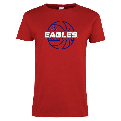  Womens Short Sleeve Red Tee - Basketball