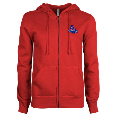  ENZA Womens Red Fleece Full Zip Hoodie - Primary Mark