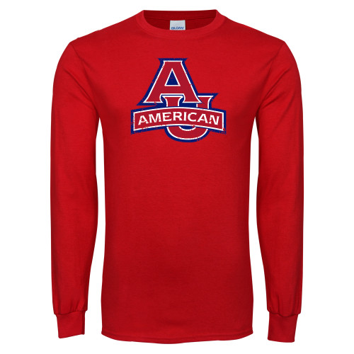  Red Long Sleeve T Shirt - Distressed Primary Mark