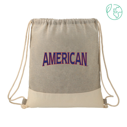  Split Recycled Cotton Grey/Natural Drawstring Bag - Wordmark